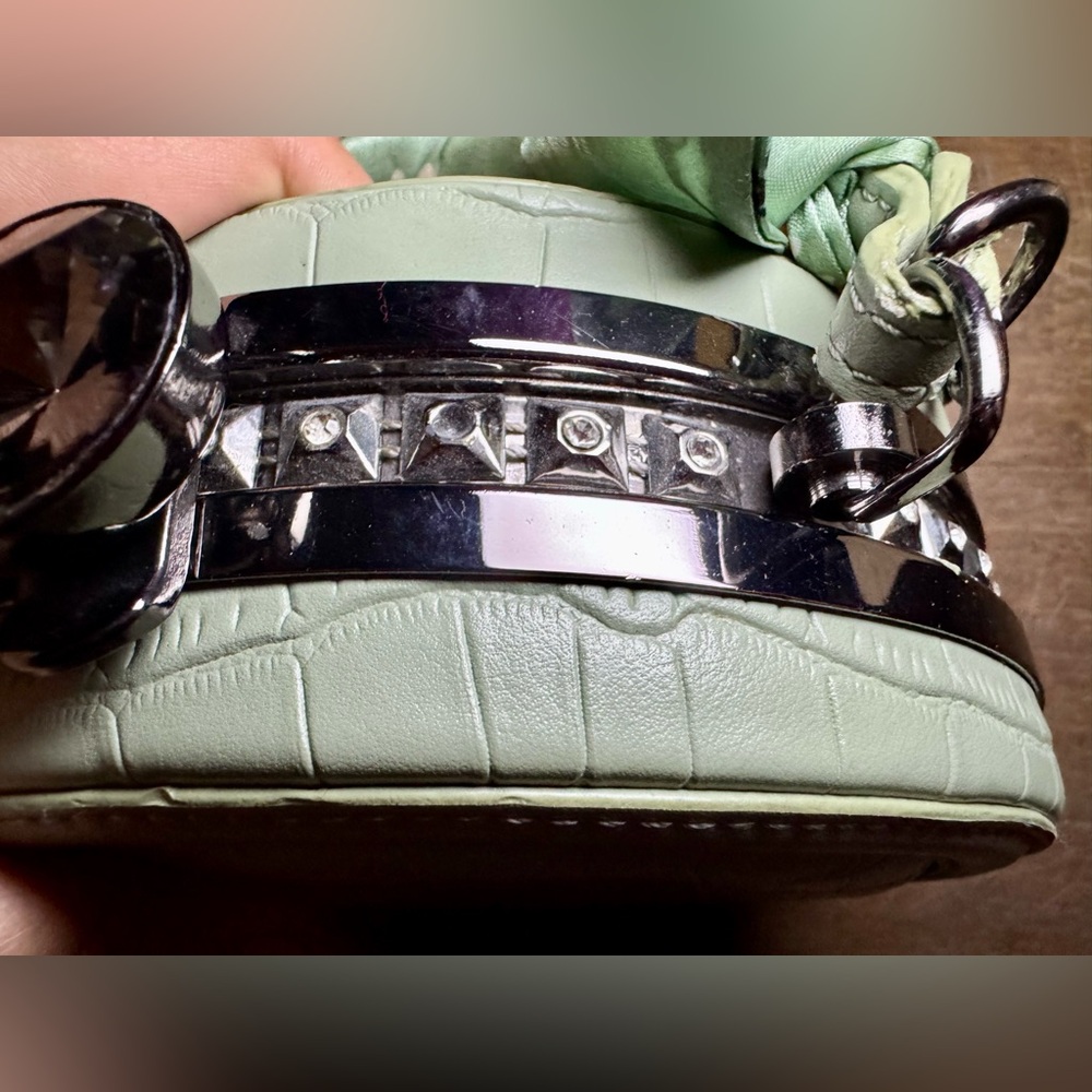 Mint Green Croc-Embossed Mini Bag - Picture 6 of 16